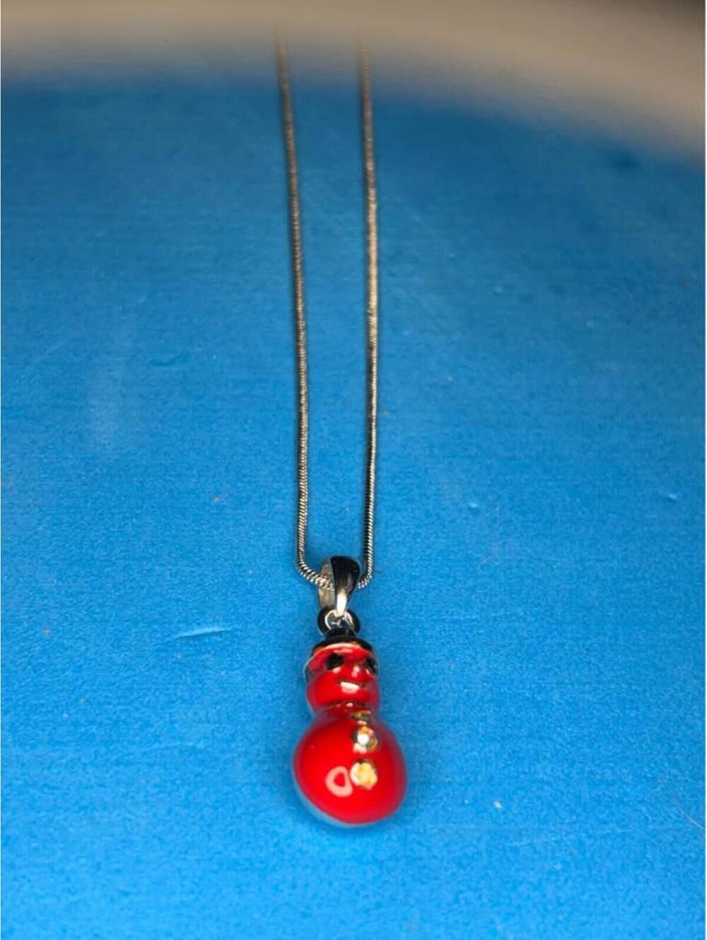 Red Snowman Pendant Necklace
